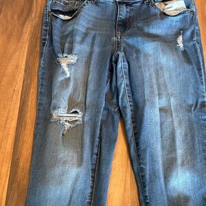 1822 Denim Women's Skinny Jeans - Distressed Blue